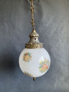 Stunning Large Opaline Glass Globe PENDANT LIGHT, Re-wired, Full Working Order