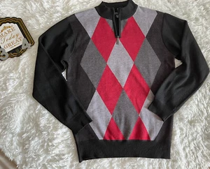 Boys Sahara Club 3/4 Zip Dressy Sweater, Size 18/20 Argyle - Picture 1 of 8
