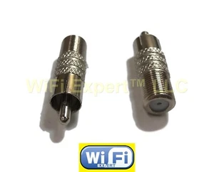 Pack of 2 F F-Type Coaxial Coax Jack Female to RCA Plug Male Adapter Adaptor USA - Picture 1 of 2