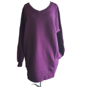 Zenana Sweatshirt Womens V Neck Tunic Oversized Pockets Long Line Plum S L - Picture 1 of 2