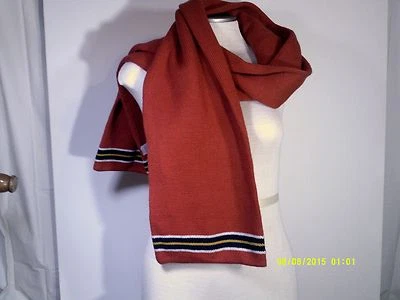 OLD NAVY Naranja 2 Capas 100% Acrílico Bufanda con Rayas Negras/Blancas/Amarillas 9X65" Foto 1 de 3