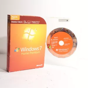 Microsoft Windows 7 Home Premium Upgrade Family Pack For 3 PCs 32 & 64 Bit DVDs - Picture 1 of 5
