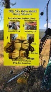 Big Sky Bow Balls Bow String Silencers -(Yellow & Brown)Longbow, Recurve Bow - Picture 1 of 3