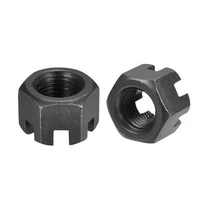 20pcs M12x1.25mm Hexagon Slotted Nut Grade 4.8 Carbon Steel Castle Nuts Black - Picture 1 of 6