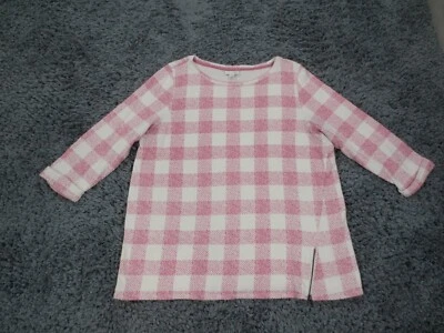 Sudadera J. Jill Mujer Grande Rosa Cuadros Mezcla de Algodón Tejido Cremallera Cintura Manga 3/4 Foto 1 de 4