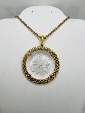 Vintage Crown Trifari Gold Tone Scorpio Zodiac Glass Intaglio Pendant Necklace