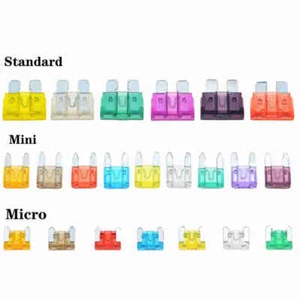 120PCS Standard/Mini/Micro 2 Blade Fuse Auto Car Motorcycle Assortment Fuses Kit - Picture 1 of 14