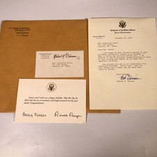 Robert Bob Dornan Signed Autograph Ronald Nancy Reagan 90th Birthday Card Lot