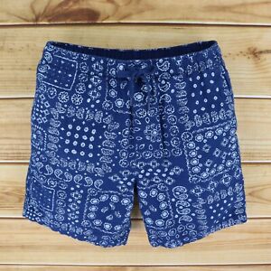 GAP Casual Shorts Womens M Blue Paisley Floral 100% Cotton STRETCH WAIST Pockets