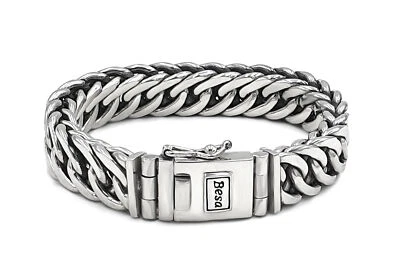 BESA Argento Bracciale 925er " Arthur " 15mm Larghezza Catena Biker Vichingo - Immagine 1 di 4