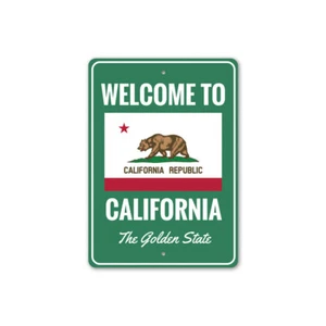 Welcome to California State Flag Sign, Patriotic Home Decorative Metal Sign - Picture 1 of 4
