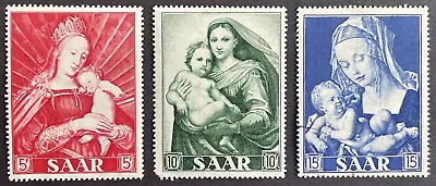 Saar 1954 Immaculate Conception Set of 3 Scott #250-252(252 is Used) (250-51 MH) - Image 1 of 2