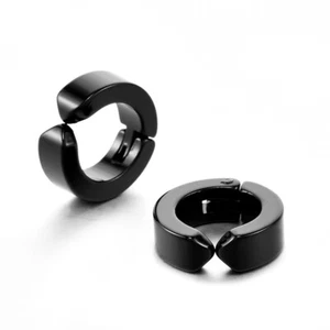 Zense - Pendientes de acero negro para hombre sin piercing en la oreja ZE0070 - Imagen 1 de 5