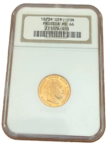 Germany Prussia 1873 A Gold 10 Mark NGC MS66 - Picture 1 of 2