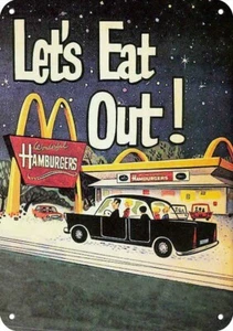 McDonald's Hamburger Restaurant Cartoon DECORATIVE REPLICA METAL SIGN  - Picture 1 of 1