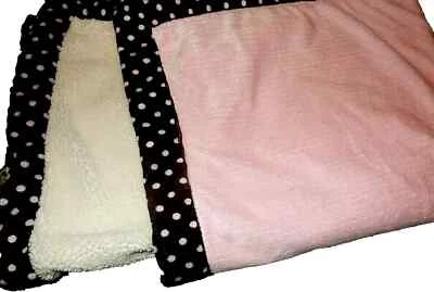 7C !WOW! LN KOALA BABY Pink/Brown Dot Plush Velour Sherpa Baby Crib Blanket - Image 1 of 4