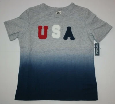 New OshKosh Boys 3T Top USA July 4th American USA Gray to Blue Fade - Image 1 of 2