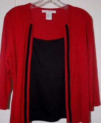 Suéter rojo con top negro adjunto para mujer talla PXL Foto 1 de 4