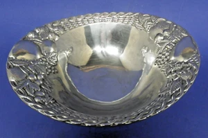 Ensaladera grande de metal plateado Gorham cesta tejido borde manzanas uvas 14" X 12" - Imagen 1 de 10
