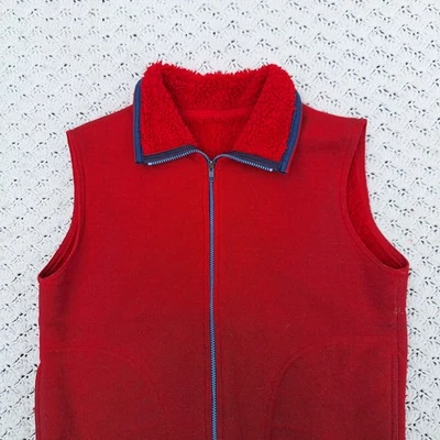 Vtg REI Mens Reverse Deep Pile Full Zip Fleece Vest Outdoor Jacket Red - Large - Image 1 of 4