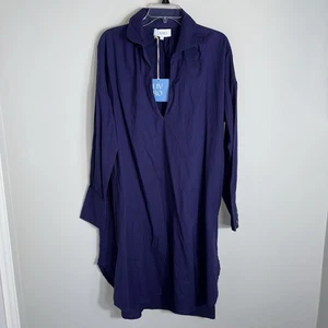 Livro Pullover Jane Dress-Shirt Dress-Oversized Relaxed-Cotton-Purple-Large-NWT - Picture 1 of 8