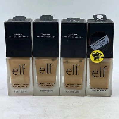 ELF Flawless Satin Foundation 320 Linen Medium Coverage .68 oz. New Lot Of 4 - Image 1 of 4