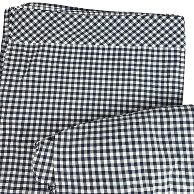 Sábanas ajustadas y planas Pottery Barn azul marino blanco guinga tamaño queen. Sin fundas de almohada Foto 1 de 4