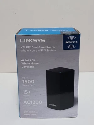 Linksys VELOP Dual-Band Router Whole Home WIFI 5 System AC1200 Black - Image 1 of 4