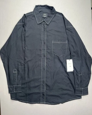 Camisa RVCA Para Hombres Showdown Abotonada LS Negra Talla M - $70 Foto 1 de 4