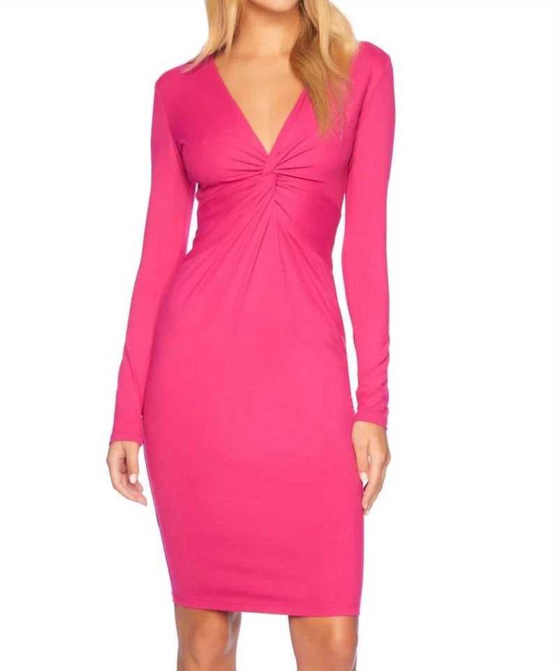 Vestido Susana Monaco Twist Frontal Mangas Largas Rosa Foto 1 de 1