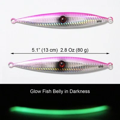 Lot 10 Pcs 80g Glow Metal Slow Jig LureTrolling Jigging Bait Saltwater Big Game - Image 1 of 3