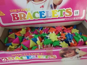 72X VINTAGE 80'S STRETCHABLE BRACELET FOR GIRLS WHOLE BOX NEW - Picture 1 of 9
