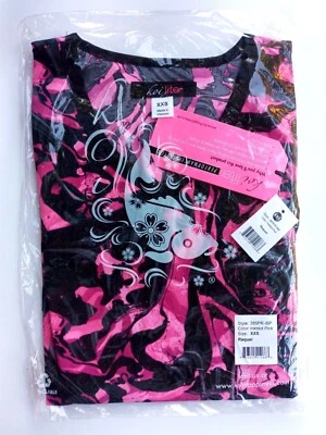 Women's Koi Lite 385PR Raquel Top Inkblot Pink Top Scrub, Size: XXS, NEW - Image 1 of 4