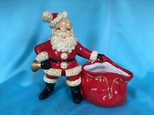 Vintage 12" Atlantic Mold Santa Claus MUSIC BOX Figurine with Sack Candy Holder