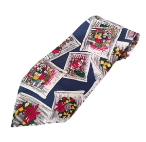 Wembley Seide alte Welt Weihnachten Krawatte Urlaub Marine Weihnachtsmann Schlitten  - Bild 1 von 7