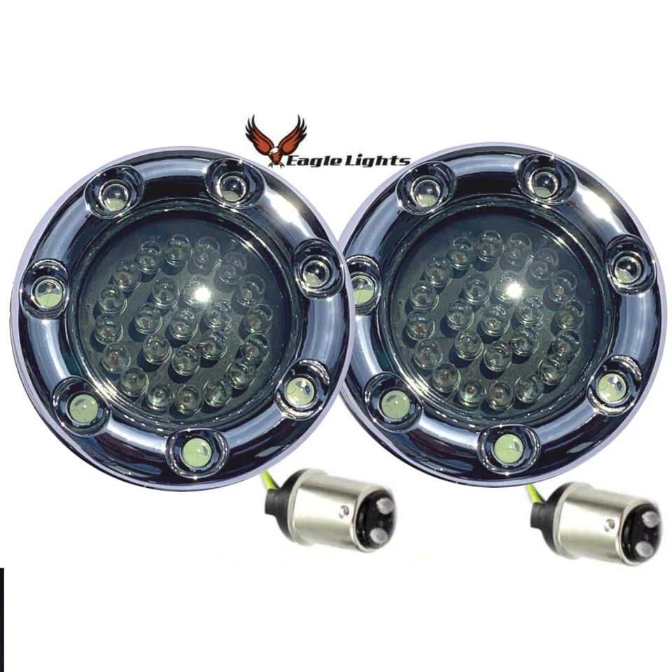 Eagle Lights 2" Bullet Front LED Turn Signals White Running Light for Harley - Image 1 of 4