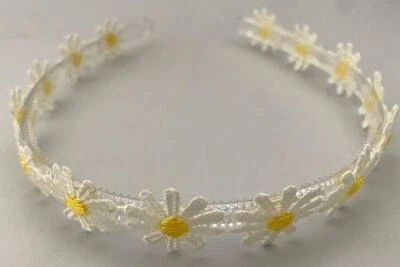 NEW EMBROIDERY FLOWER CLEAR PLASTIC HEADBAND SELECT COLOR FREE USA SHIPPING - Image 1 of 4