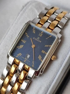 Edox quartz elegant dress watch unisex gold steel bracelet gift Valentine day - Picture 1 of 11