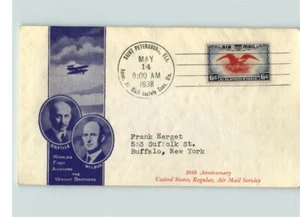 C-23 Airmail, Eagle and Shield, 2 First Day covers, 1938 cancelled St. Petersbur - Picture 1 of 2