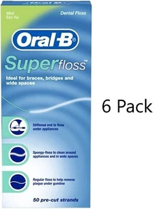 Oral-B Super Floss Mint Zahnseide vorgeschnittene Strähnen je 50 Stück (6er Pack) - Bild 1 von 3