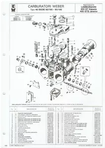 LAMBORGHINI ESPADA JARAMA WEBER 40 DCOE 92/150 & 93/150 VERGASER TEILLISTE (I TEXT) - Bild 1 von 1