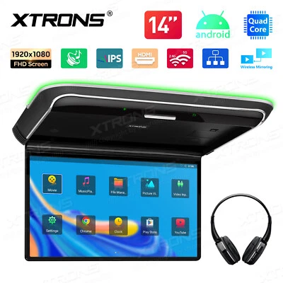 Altavoces estéreo monitor abatible techo TV coche Android11 pantalla FHD de 14" HDMI CVBS Foto 1 de 4