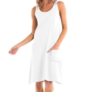 FRESH PRODUCE Medium White $65.00 Drape Cotton Jersey Tank Dress NWT New M - Picture 1 of 4