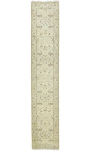 Alfombra de corredor oriental Oushak Chobi anudada a mano diseño floral pasillo 2'5X13'9 pies - Imagen 1 de 18