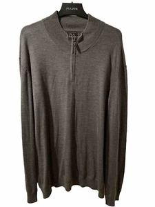 Jos A Bank Mens Dark Gray 100% Soft Merino Wool Quarter Zip Sweater 4XLT NWT - Picture 1 of 13