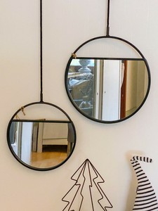 HOUSE VITAMIN 2er SET Spiegel Rund Boho Hygge Schwarz