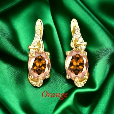 Brincos da moda simulados de safira laranja folheados a ouro 18K* - Imagem 1 de 4