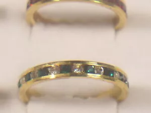 SZ'S 8,9 18KT GOLD PLATED WITH SWAROVSKI GREEN & WHITE CRYSTALS BAND RING 006 - Picture 1 of 4