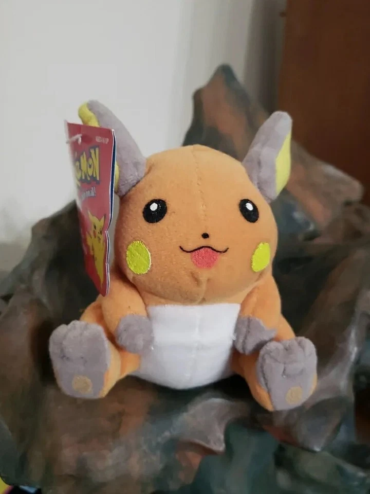 Pokemon Plush RAICHU #26 5-1/2" Hasbro 1999 W Toosh Tag & Hang Tag NEAR MINT - Image 1 of 4