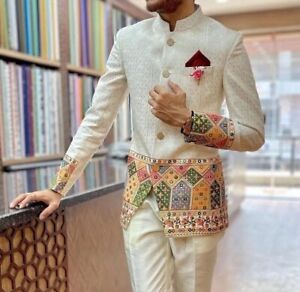 Indian Ethnic Stylish Sequins Zari Designer Jodhpuri Suit for Man for Wedding